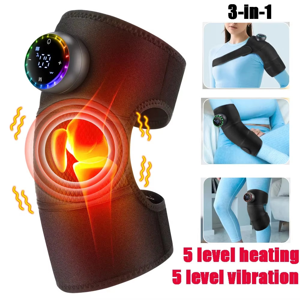 Cordless Electric Knee Massage Device with Hot Compress and Vibration for Joint and Muscle Relaxation