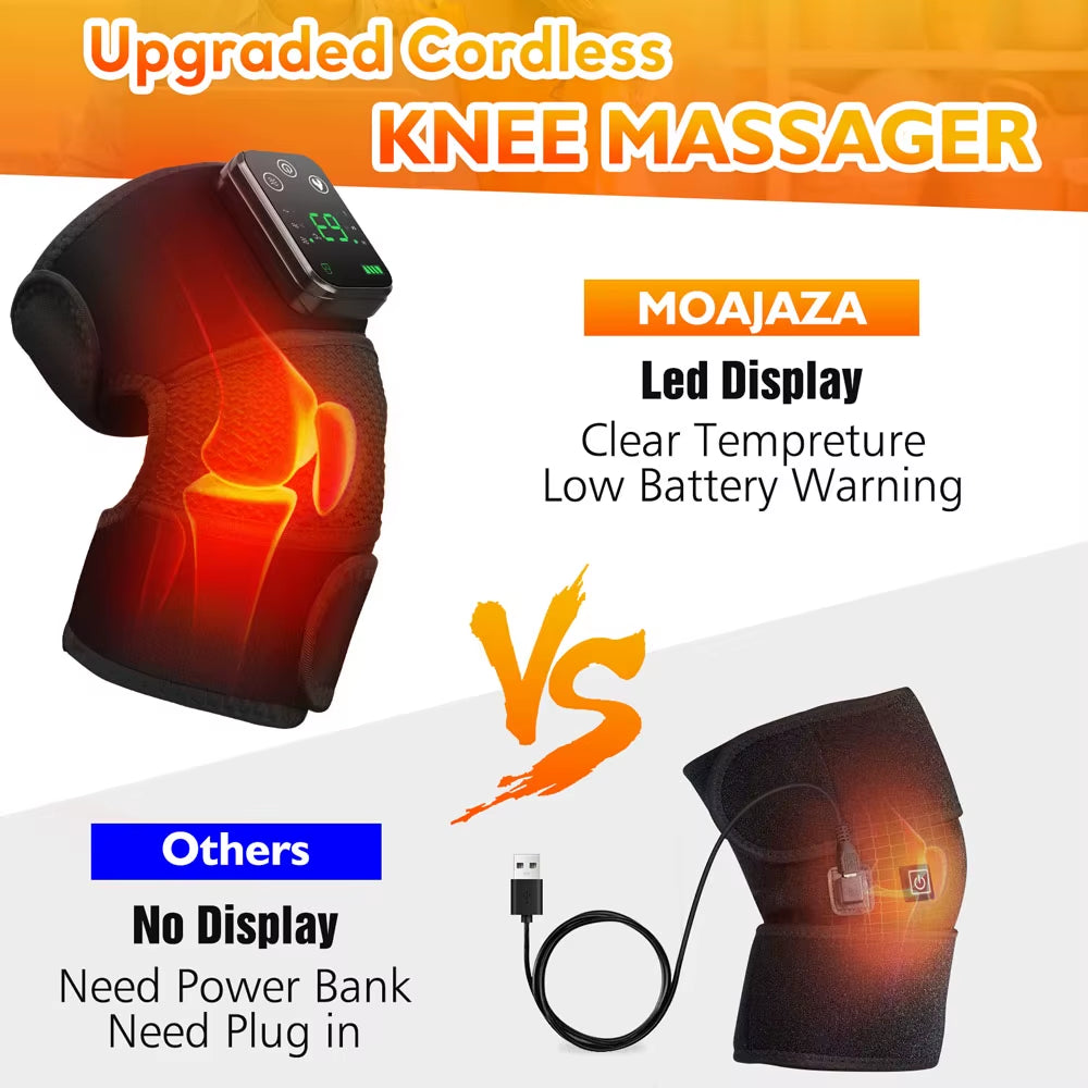 Cordless Electric Knee Massage Device with Hot Compress and Vibration for Joint and Muscle Relaxation