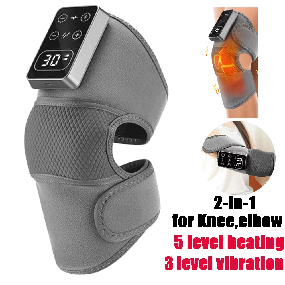 Cordless Electric Knee Massage Device with Hot Compress and Vibration for Joint and Muscle Relaxation