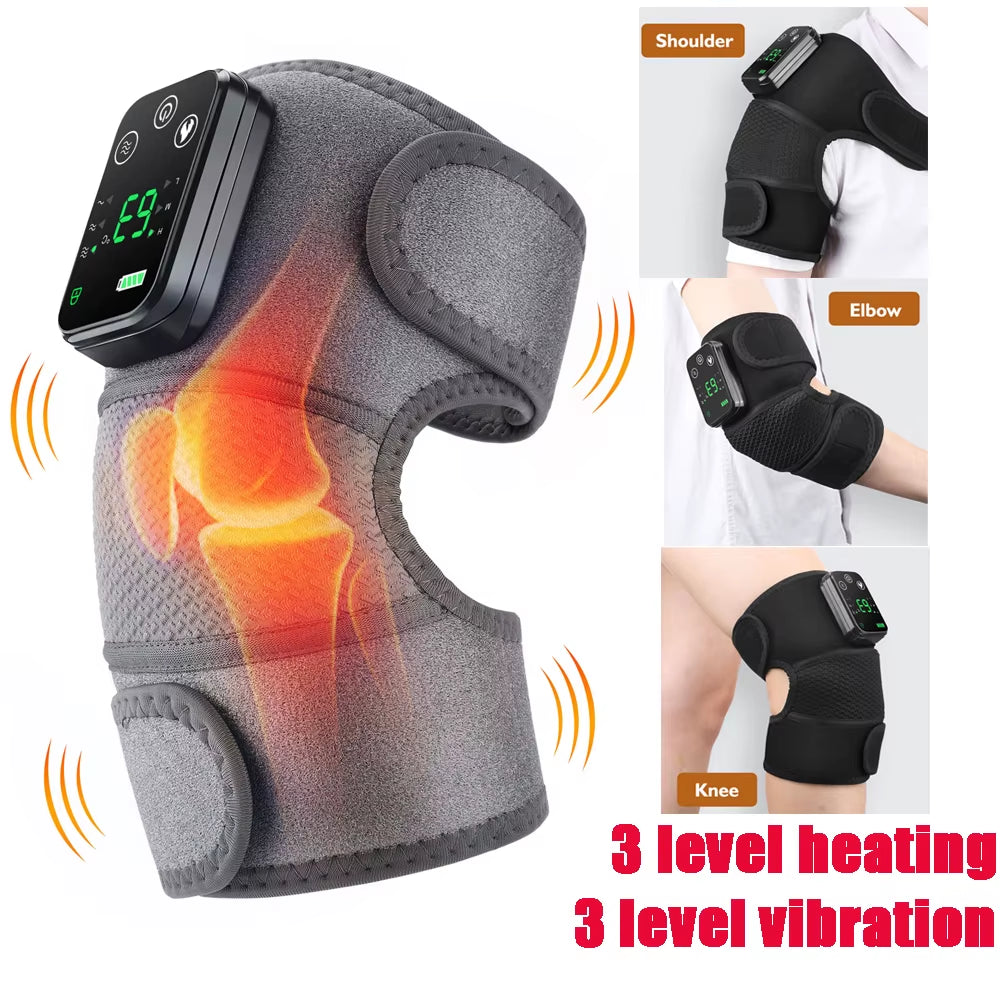 Cordless Electric Knee Massage Device with Hot Compress and Vibration for Joint and Muscle Relaxation