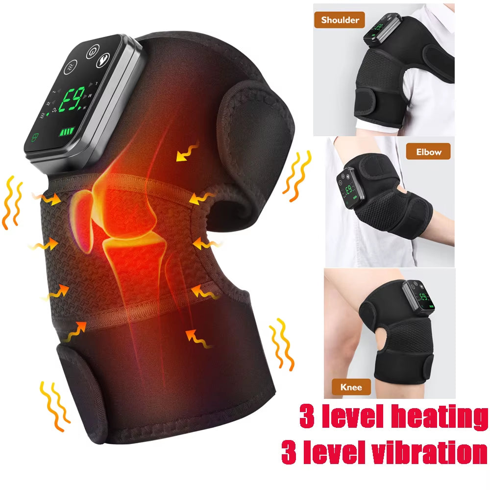 Cordless Electric Knee Massage Device with Hot Compress and Vibration for Joint and Muscle Relaxation