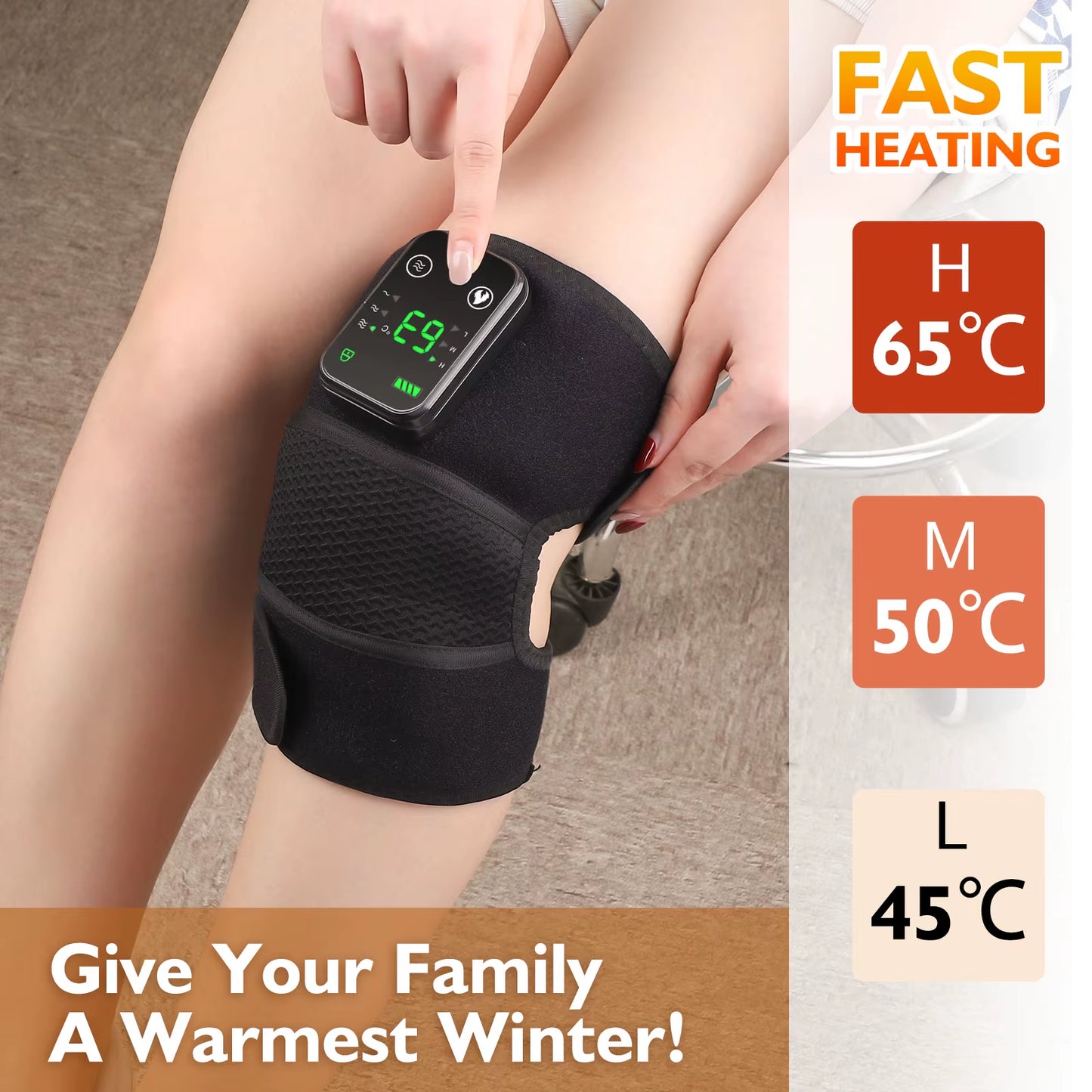 Cordless Electric Knee Massage Device with Hot Compress and Vibration for Joint and Muscle Relaxation