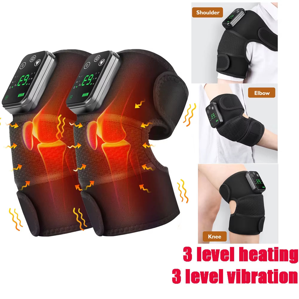 Cordless Electric Knee Massage Device with Hot Compress and Vibration for Joint and Muscle Relaxation