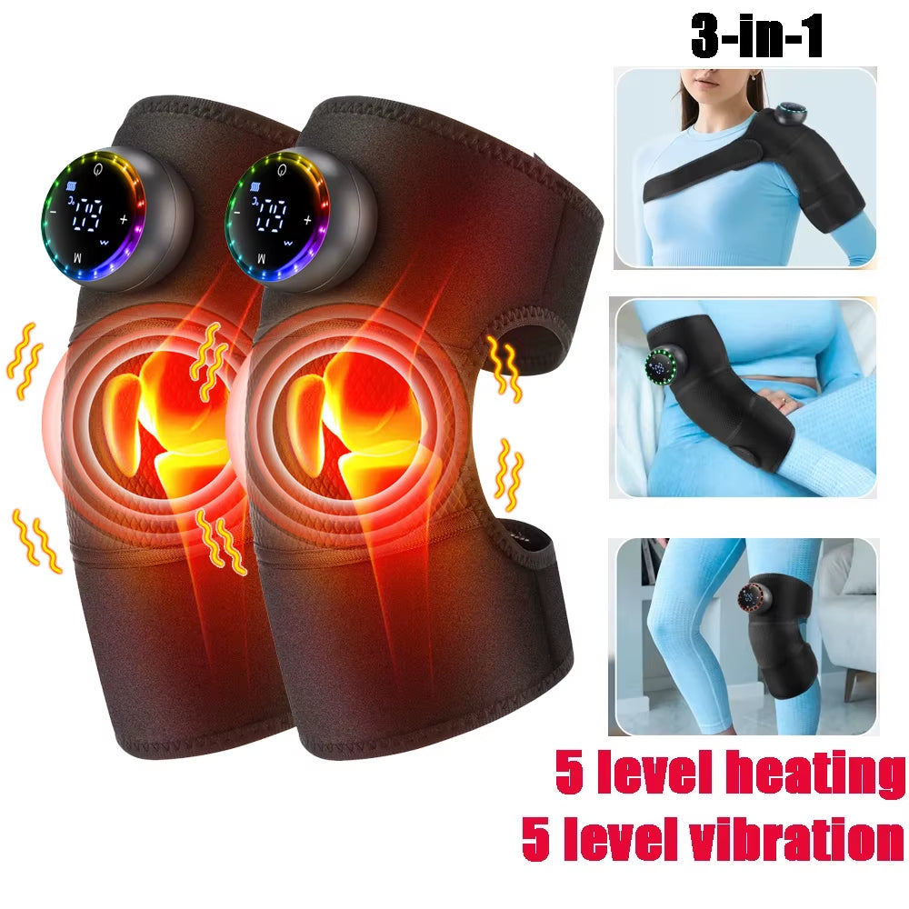 Cordless Electric Knee Massage Device with Hot Compress and Vibration for Joint and Muscle Relaxation