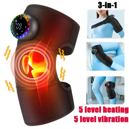 Cordless Electric Knee Massage Device with Hot Compress and Vibration for Joint and Muscle Relaxation