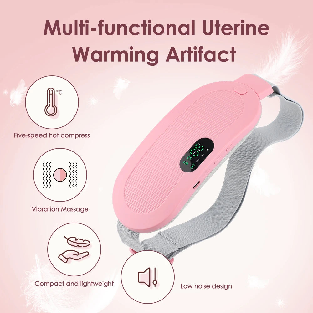 Menstrual Heating Pad 5-Level Warm Palace Belt Relief Waist Cramps Vibrating Abdominal Massager Electric Waist Belt Device