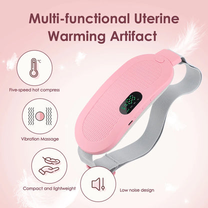Menstrual Heating Pad 5-Level Warm Palace Belt Relief Waist Cramps Vibrating Abdominal Massager Electric Waist Belt Device