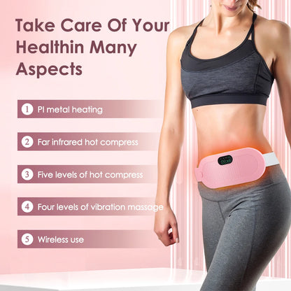Menstrual Heating Pad 5-Level Warm Palace Belt Relief Waist Cramps Vibrating Abdominal Massager Electric Waist Belt Device