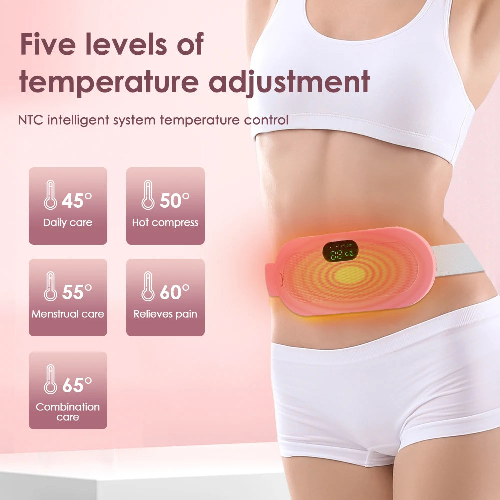 Menstrual Heating Pad 5-Level Warm Palace Belt Relief Waist Cramps Vibrating Abdominal Massager Electric Waist Belt Device
