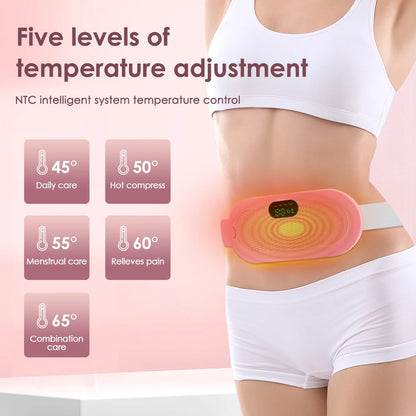 Menstrual Heating Pad 5-Level Warm Palace Belt Relief Waist Cramps Vibrating Abdominal Massager Electric Waist Belt Device