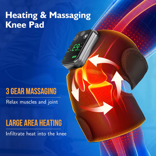 Cordless Electric Knee Massage Device with Hot Compress and Vibration for Joint and Muscle Relaxation