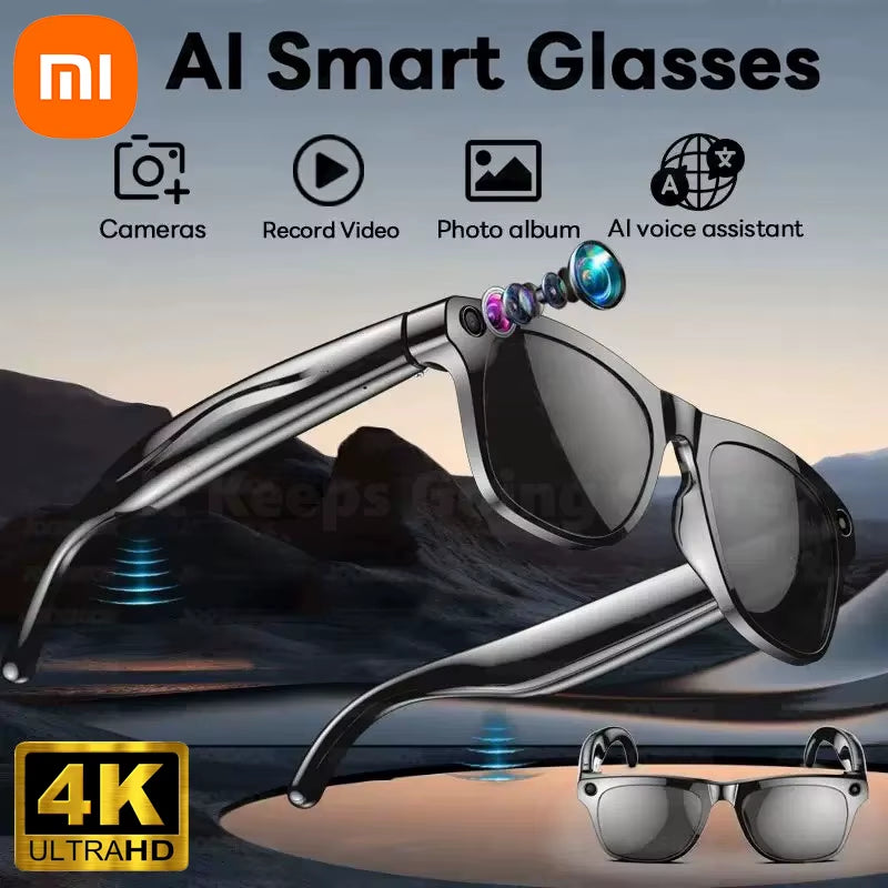TECHNO-LOGIA 4K HD AI Smart Glasses Chat 260Mah Battery Voice Assistant Control GPT 100MP Camera Bluetooth Call Smart Glasses