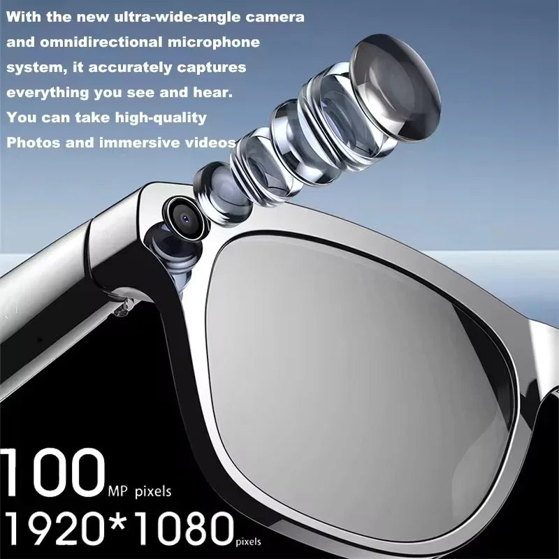 TECHNO-LOGIA 4K HD AI Smart Glasses Chat 260Mah Battery Voice Assistant Control GPT 100MP Camera Bluetooth Call Smart Glasses